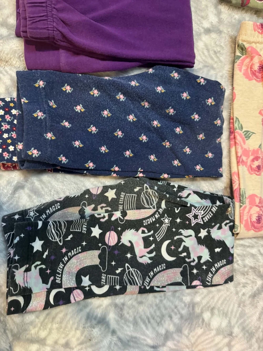 Carter's Navy Floral Girls' Leggings with Pink Border